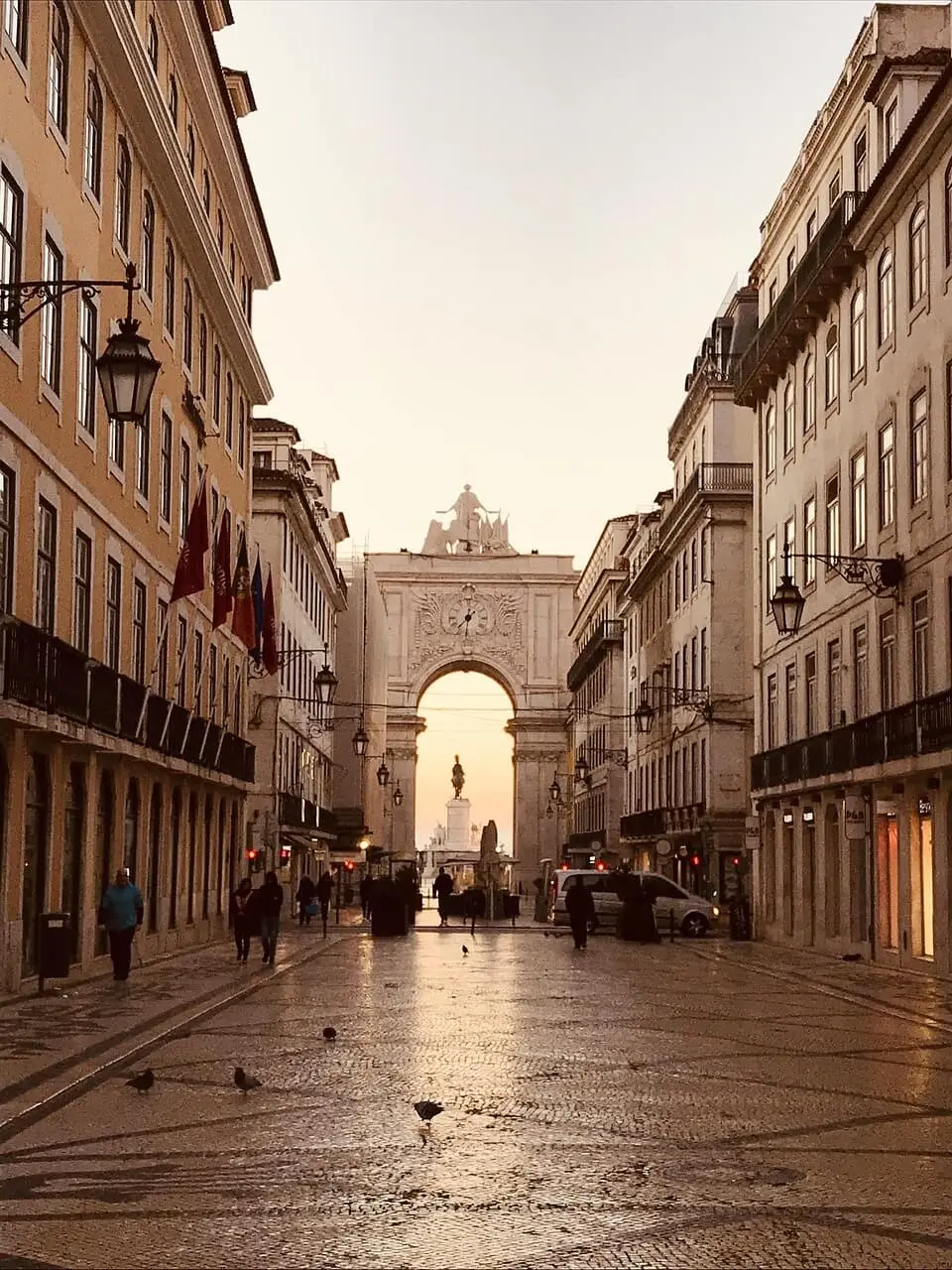 View over Lisbon with historic buildings and the river in the background